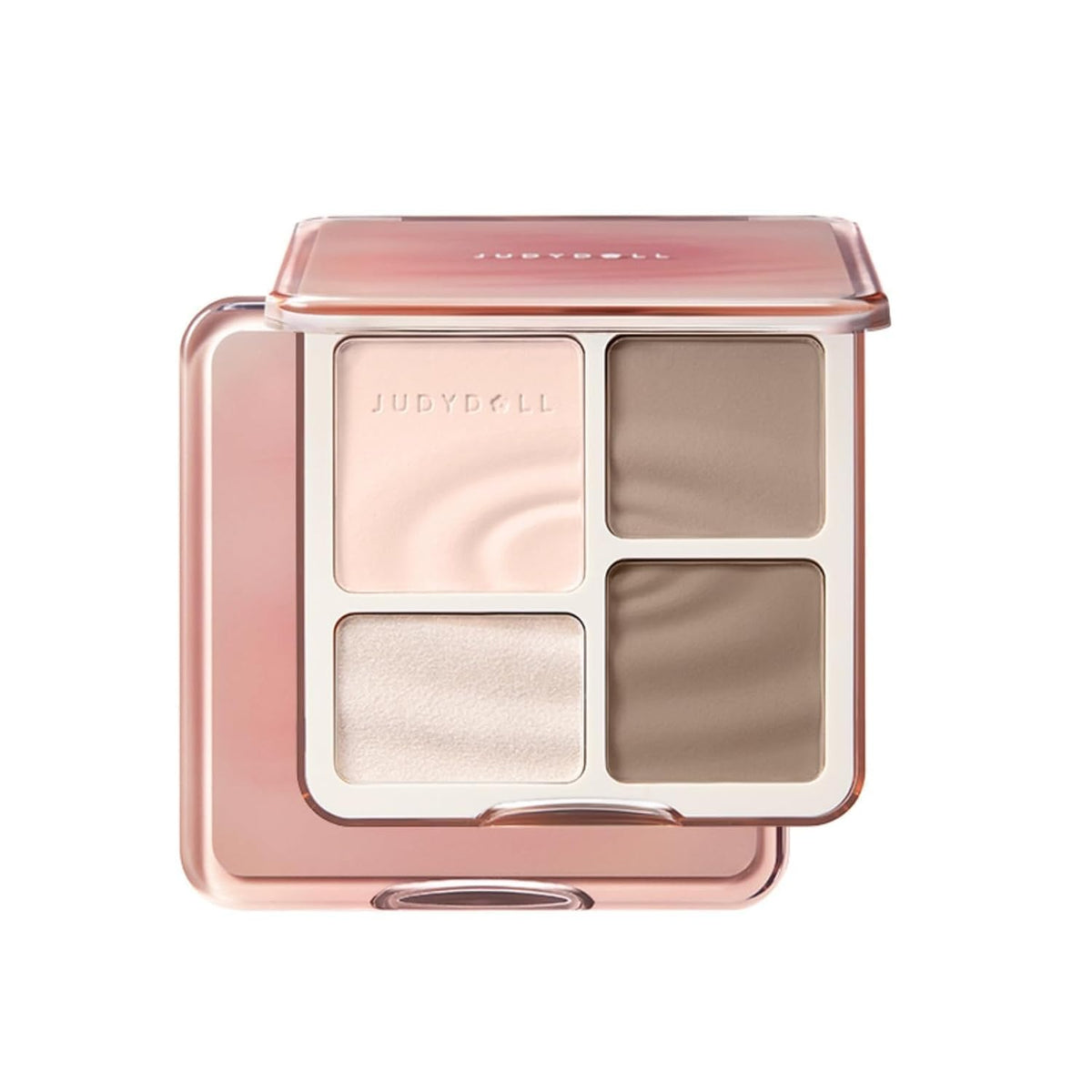 JUDYDOLL Highlight & Contour Palette, All-in-One Matte Highlighter Contour Compact, Natural Brightening Finish for Cool Fair & Olive Skin (01 Wave Shadow Palette)