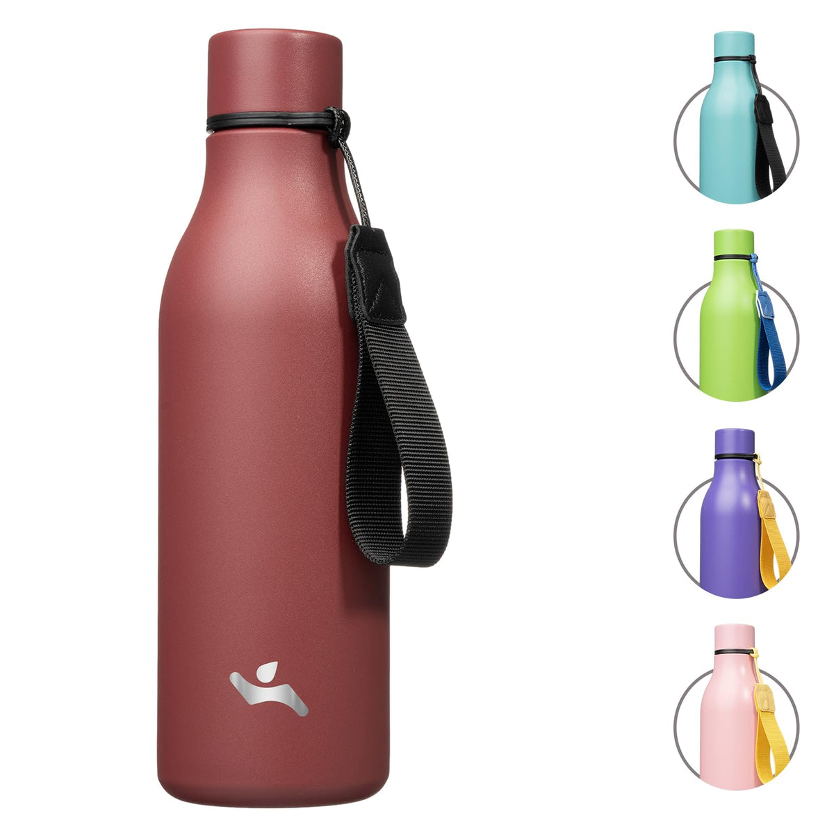 Konokyo Insulated Water Bottle with Strap,18 oz Double Wall Stainless Steel Vacuum Bottles Metal Water Flask,Macaron Green