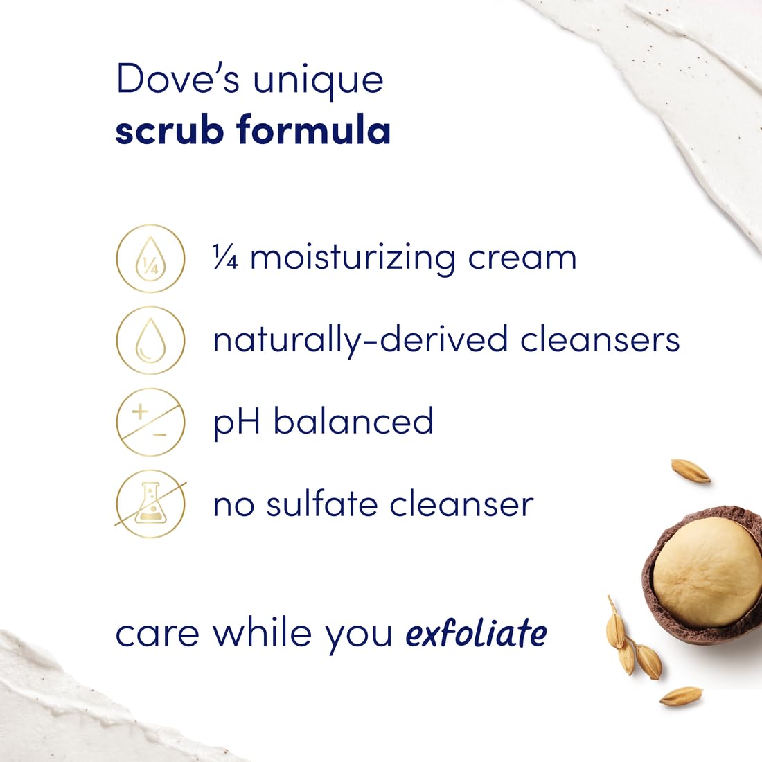 Dove Body Scrub Macadamia & Rice Milk, 15 oz | Exfoliating body scrub that deeply nourishes and reveals soft, smooth and radiant skin