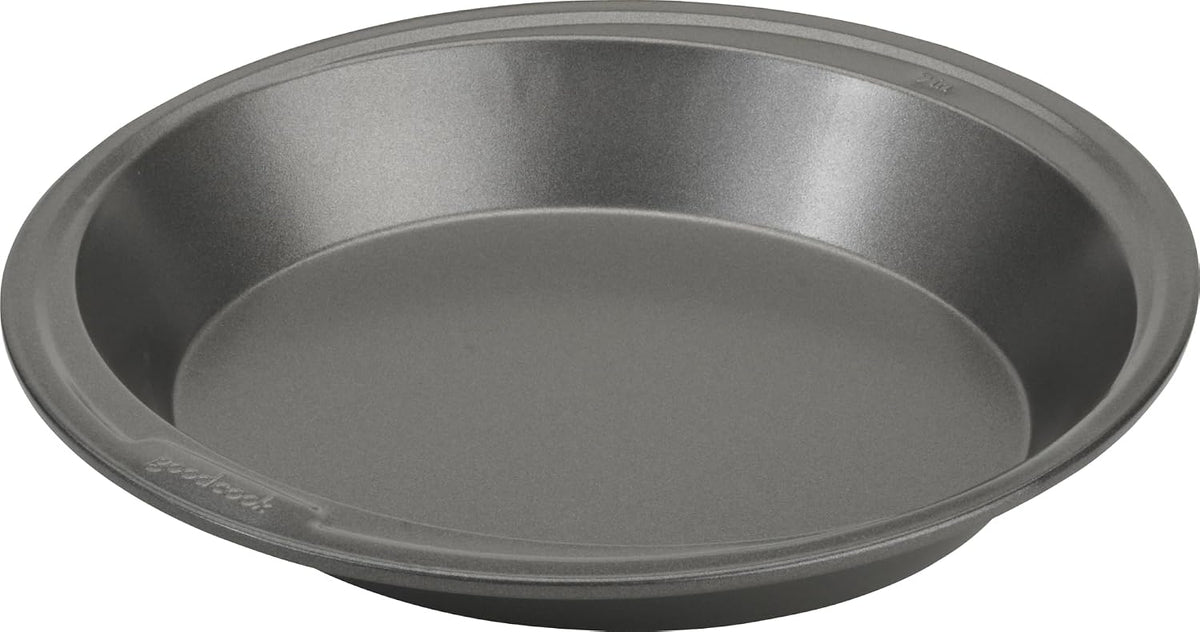 GoodCook Everyday Pie Pan Scratch-Resistant Nonstick Heavy Duty Steel Construction with Wide Rim, 9-Inch, Gray