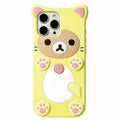 Case for iPhone 11 with Strap Lanyard Keychain Cute Bear Cookie Kawaii Funny Soft Silicone Shockproof Protective Cover for Women Girls