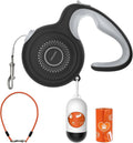 16Ft Retractable Dog Leash with Chew-Proof Steel Cable, 360° Tangle-Free, Built-in Poop Bag Dispenser, Ergonomic Comfort Grip Handle for Medium Large Dogs Up to 130lbs
