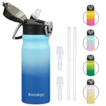 Konokyo 18 oz Insulated Water Bottle with Straw Lid, Stainless Steel Vacuum Sports Water Bottle, Leak-Proof Reusable Metal Flask with Carry Loop, BPA-Free Travel Bottle for Gym, School, Office