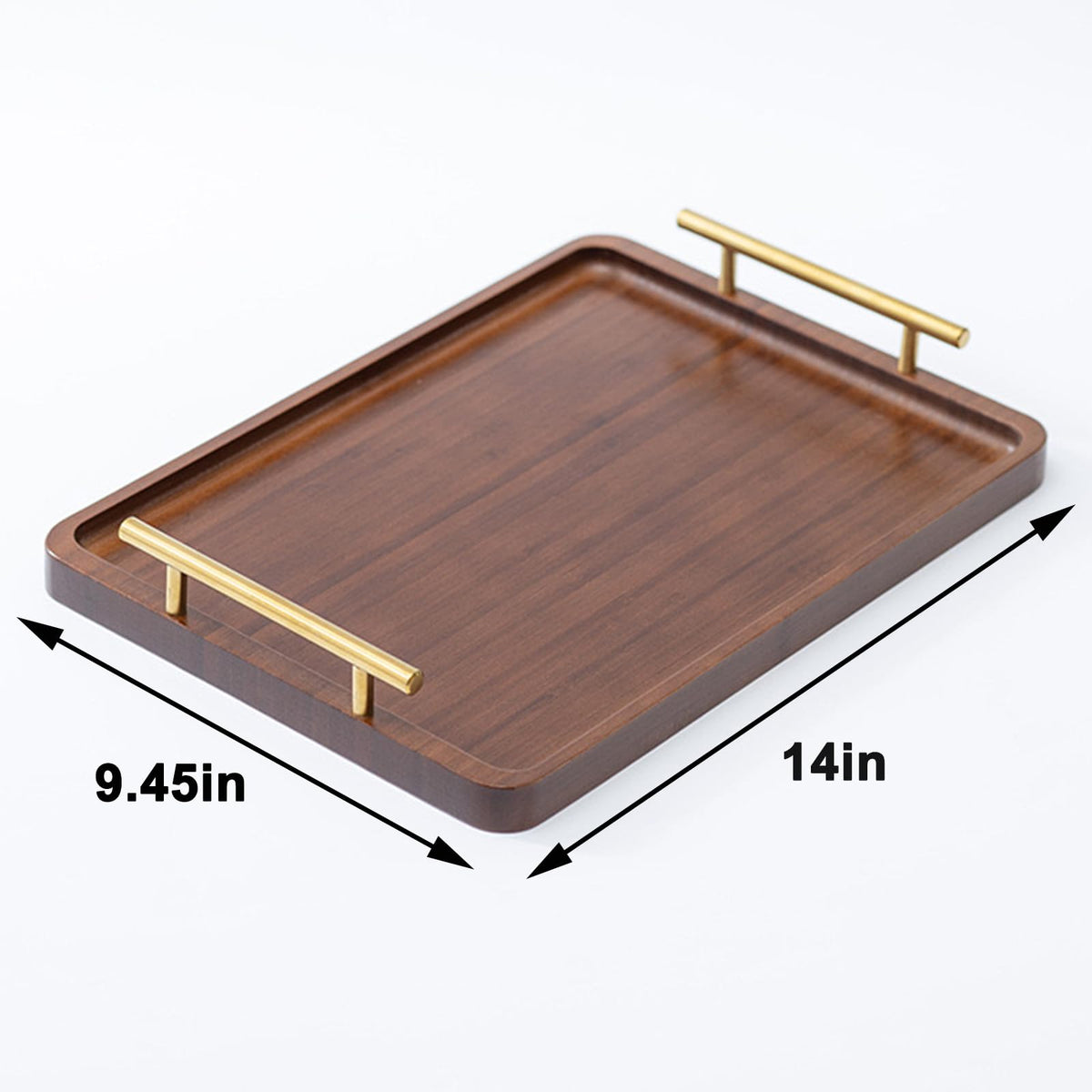 XZHXFX Bamboo Serving Tray with Gold Handles,Small