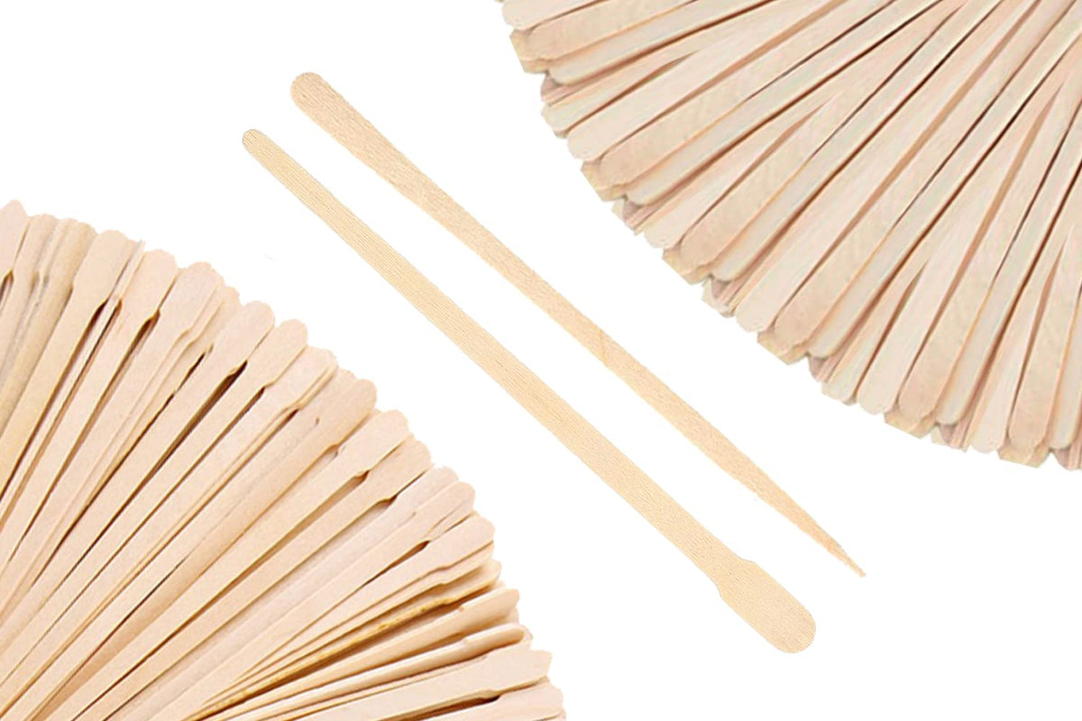 Mibly 200 Pcs Wooden Wax Sticks - Eyebrow, Lip, Nose Small Waxing Applicator Sticks for Hair Removal and Smooth Skin - Spa and Home Usage