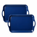 Thanksgiving Serving Trays with Handles, 19 x 11.6 Inch, Set of 2, Bamboo Fiber Serving Platter, Dishwasher Safe, with Removable Silicone Mats, Turkey and Fall Plaid