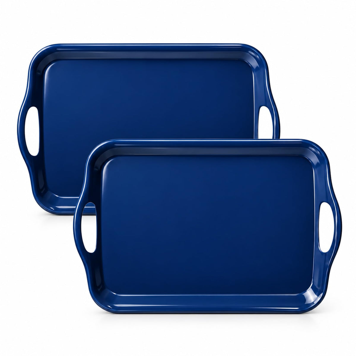 Thanksgiving Serving Trays with Handles, 19 x 11.6 Inch, Set of 2, Bamboo Fiber Serving Platter, Dishwasher Safe, with Removable Silicone Mats, Turkey and Fall Plaid
