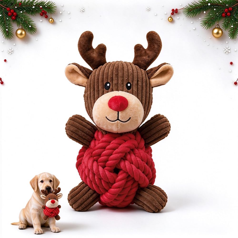 Christmas Dog Squeak Toys, Interactive Dog Toys for Aggressive Chewers