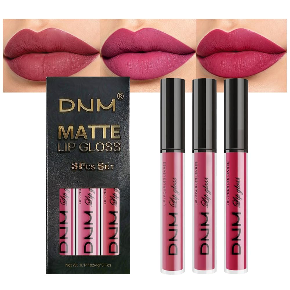 evpct 3Pcs Dark Red Purple Plum Matte Liquid Lipstick Sets for Women Matte Lip Stain Long Lasting Waterproof, Burgundy Blood Blue Red lipstick, Black Cherry Maroon Gothic 24 Hours Magic Lipsticks