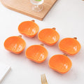 Orange Pumpkin Bowls, 6 oz Ceramic Ramekins, Set of 6