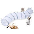 Sheldamy Cat Tunnel, S-2-Way Cat Tunnels for Indoor Cats, Collapsible Cat Play Tunnel, Interactive Toy Maze Cat House with 1 Play Ball for Cats, Puppy, Kitty, Kitten, Rabbit (Blue & Black)