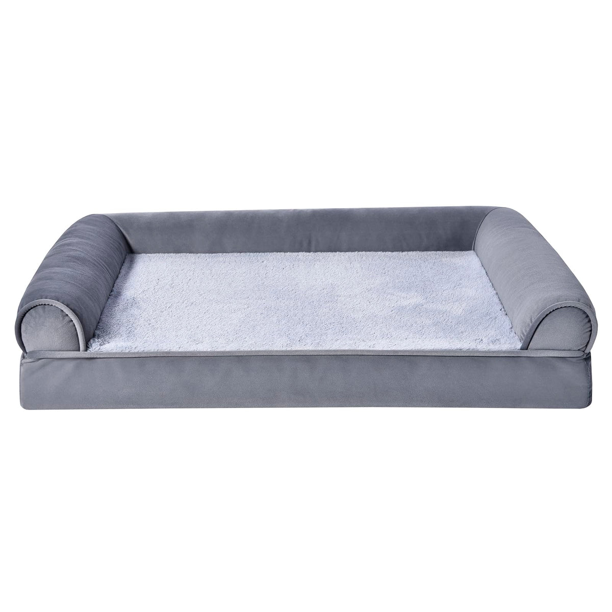 Amazon Basics Living Room Couch Dog Bed with Premium Foam, Non-Slip Bottom, Removable Washable Cover, Pressure-Relief Support for Dogs up to 55lbs, Large (36" x 27"), Grey
