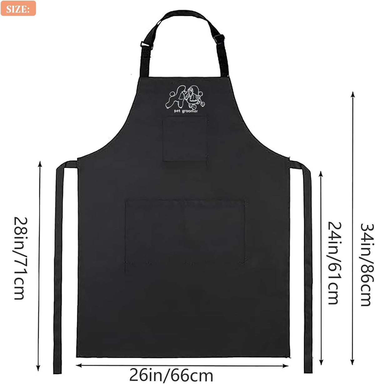 Gliitatu Dog Grooming Apron Smock Waterproof Apron for Dog Groomer Hair Resistant Barber Apron for Salon (1 Pack)