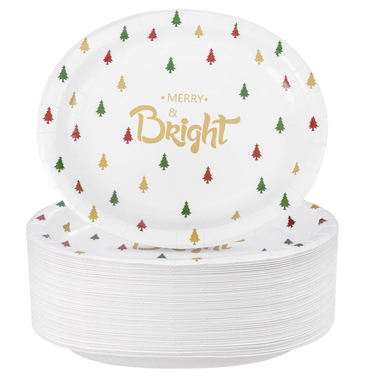 50Pack Thanksgiving Oval Plates Paper - 10" x 12" Happy Thanksgiving Plates Disposable Dinner Supply - Turkey Thankful Pattern