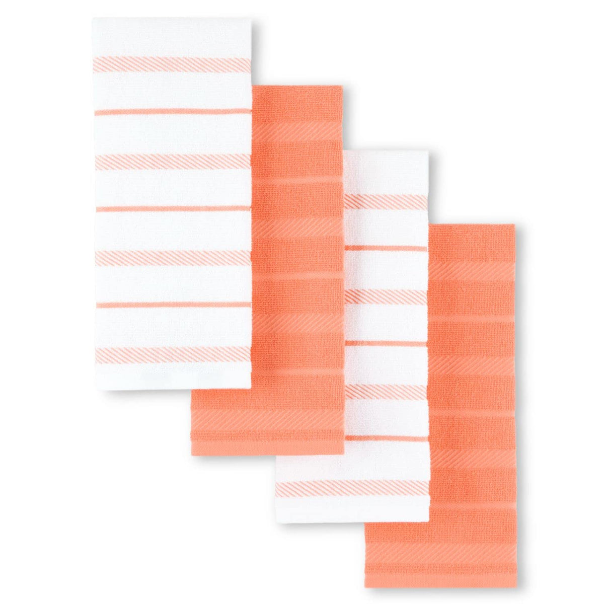 KitchenAid Albany Kitchen Towel 4-Pack Set, Honey Orange/White, 16"x26"
