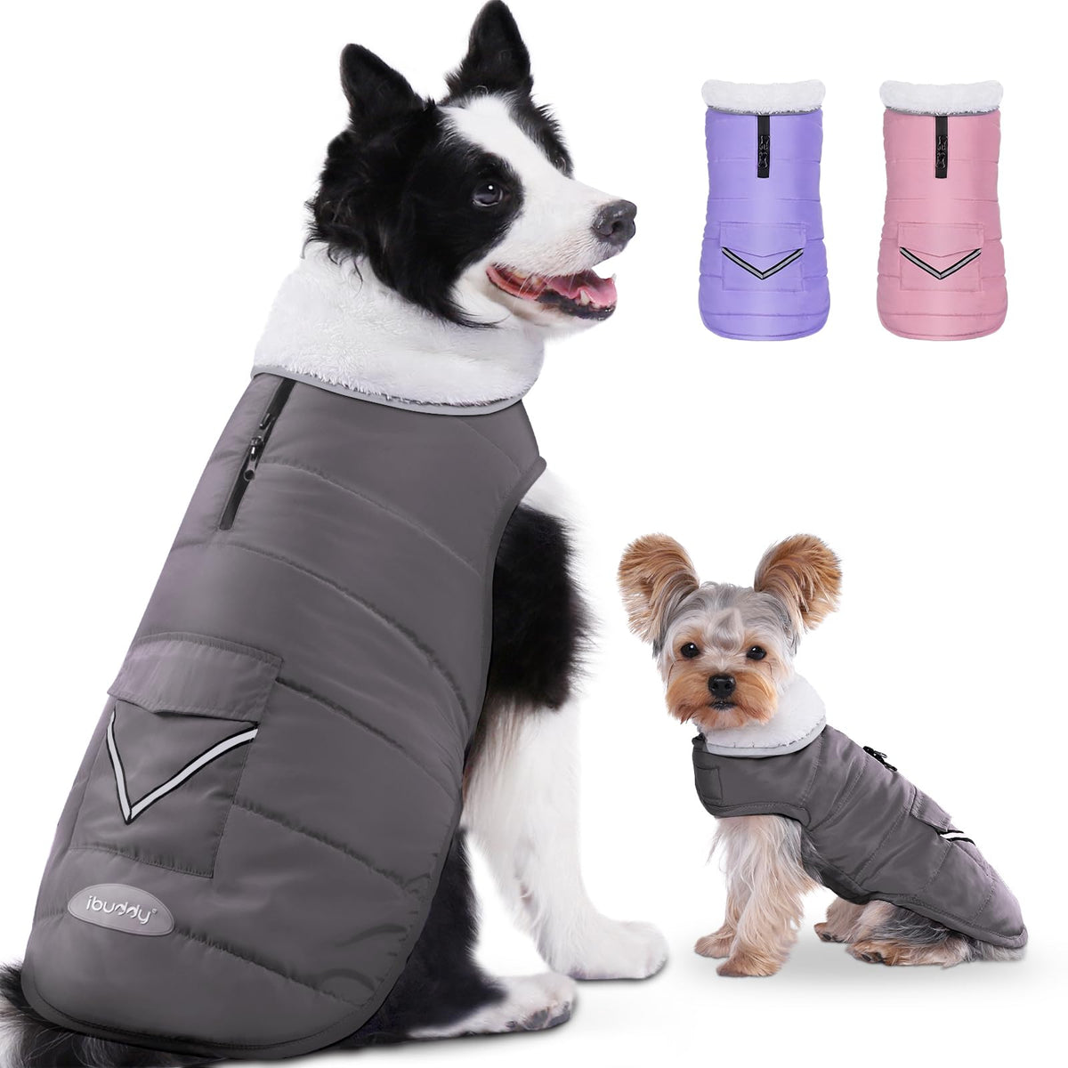Dog Winter Coat for X-Large Dogs, Easy on Dog Snow Fleece Coat Velcro Waterproof Pet Puffer Jacket with Harness Hole Adjustable Reflective Quilted Pet Cold Weather Vest for Girl Female