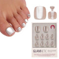 Glamnetic Press On Toenails - Natural Fake Nails | Cherry Red Chrome Press On Toenails, Salon Quality Press On Nails Kit with Glue | Cherry Glaze - 32 Nail Set in 16 Sizes