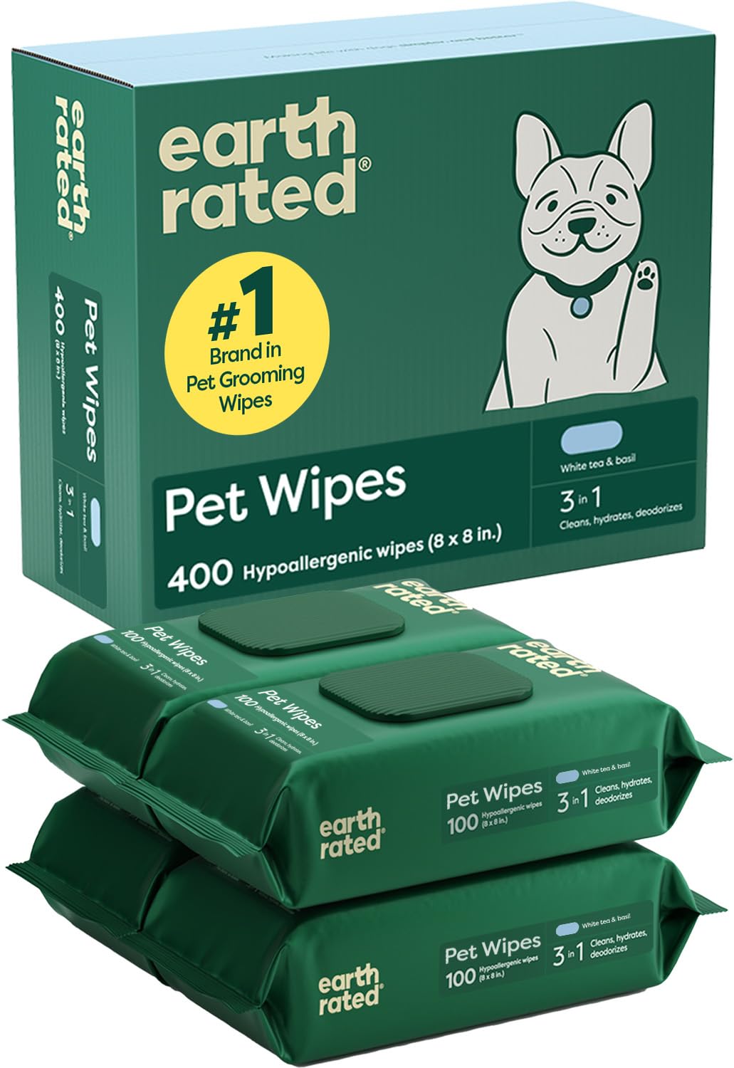 Earth Rated Dog Eye Wipes, Unscented, Removes Dirt & Discharge, 70ct | Vet-Developed, Hypoallergenic Pet Wipes for Dogs & Cats to Remove Dirt & Discharge, Fragrance Free