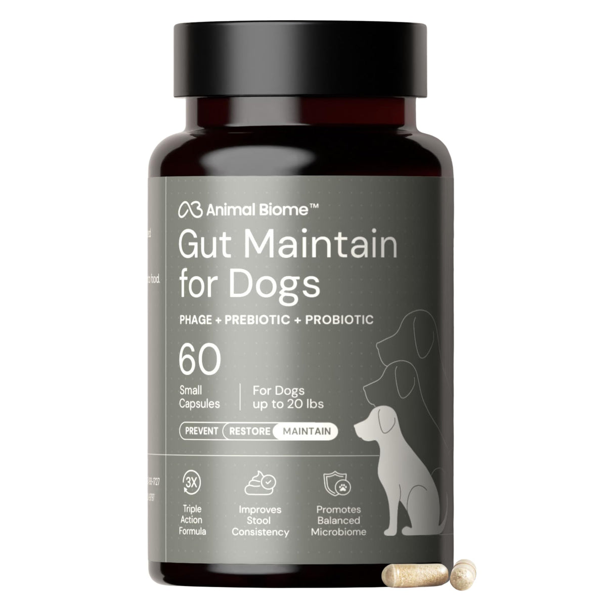 AnimalBiome NEW Probiotics for Cats with S Boulardii (30 Capsules) KittyBiome - Gut Maintain Triple-Action Phage, Prebiotics & Probiotic Cat Supplements for Digestive Health, Open for Easy Food Topper