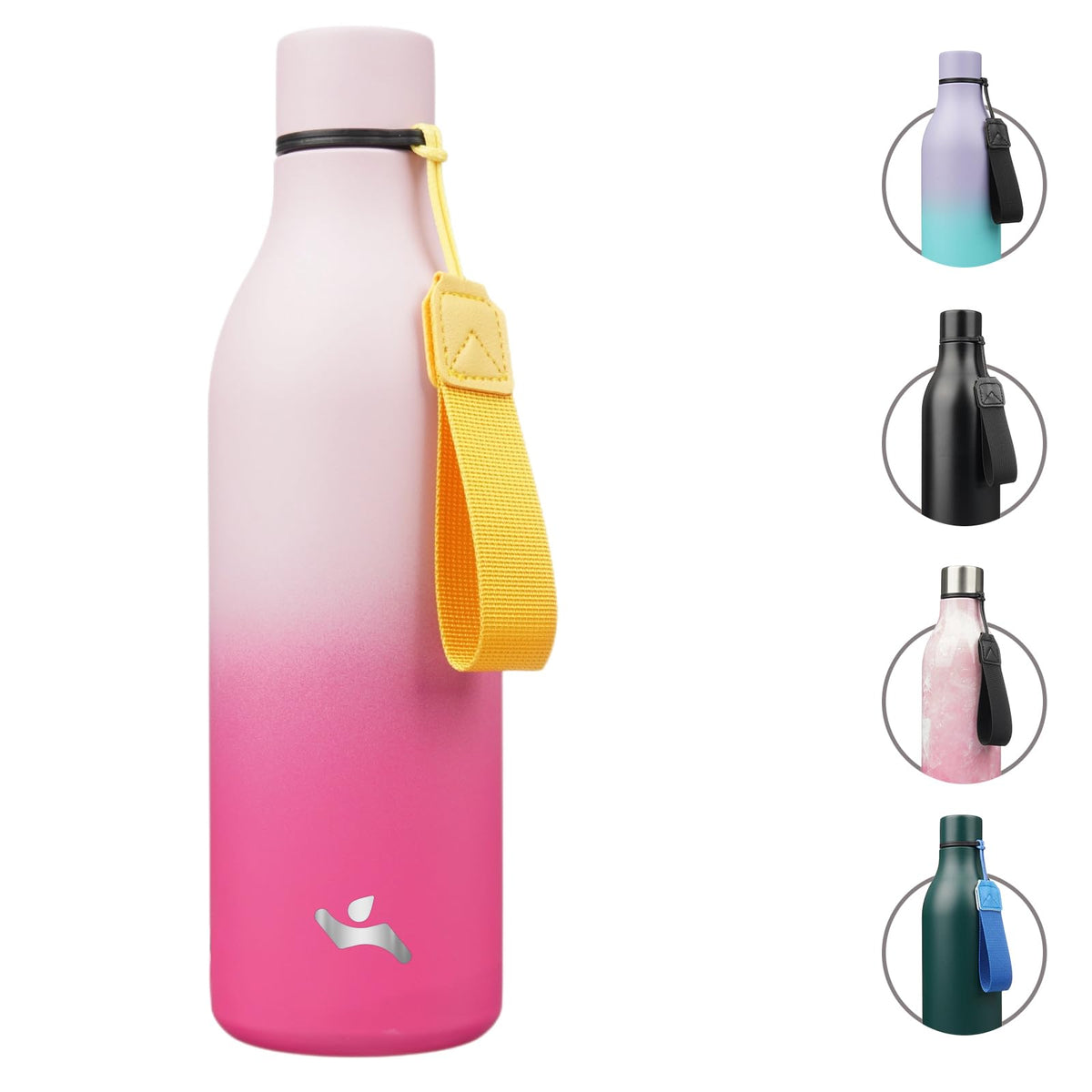 Konokyo Insulated Water Bottle with Strap,18 oz Double Wall Stainless Steel Vacuum Bottles Metal Water Flask,Macaron Green
