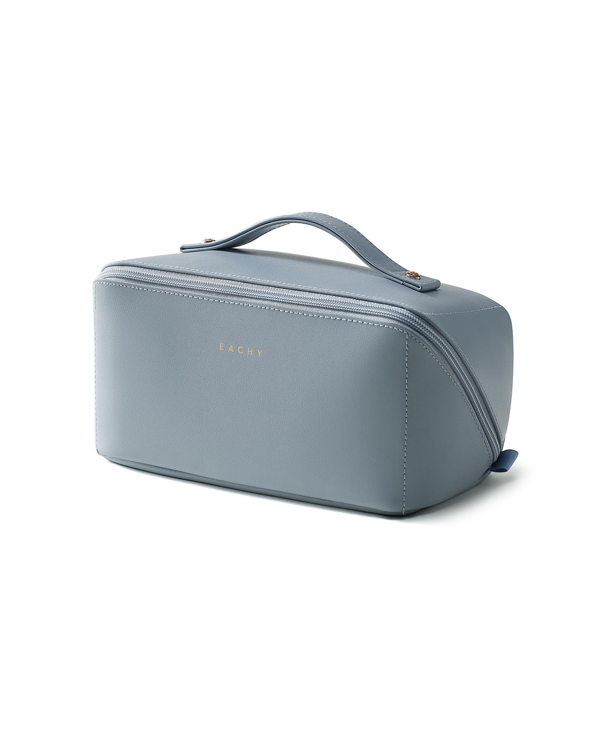 EACHY Travel Makeup Bag, Large Capacity Cosmetic Bag for Women, Waterproof PU Leather, Flat Open Portable Toiletry Bag for Skincare, Brushes & Travel Essentials