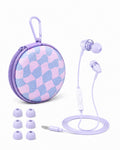 Teens Wired Earbuds with Case, 3.5mm Headphones for School,Berry Bows