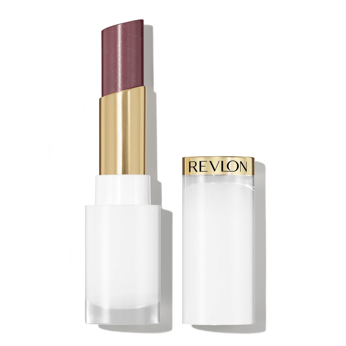 REVLON Super Lustrous Glass Shine Balm, Sheer Glossy Tinted Lip Balm, Hydrating Formula with Hyaluronic Acid, Aloe & Rose Quartz, 008 Rum Raisin, 0.11 oz