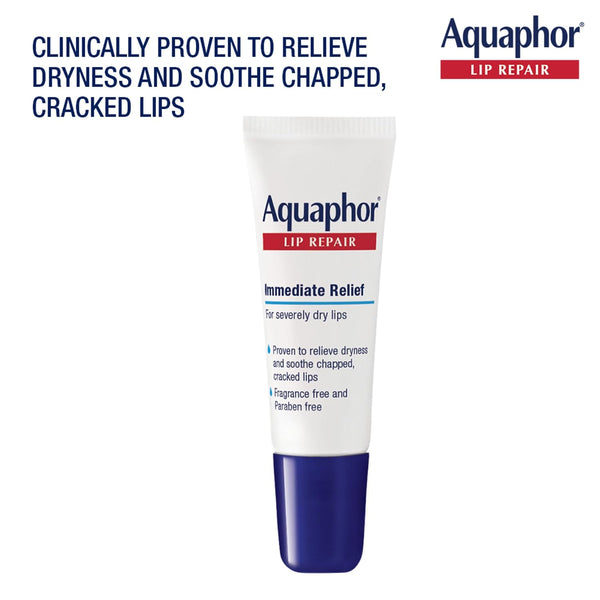 Aquaphor Lip Repair Ointment, Value Pack, 2 x 0.35 FL OZ | Lip Balm Moisturizer with Vitamins and Shea Butter, Immediate Severely Dry Lip Relief, Paraben and Fragrance Free