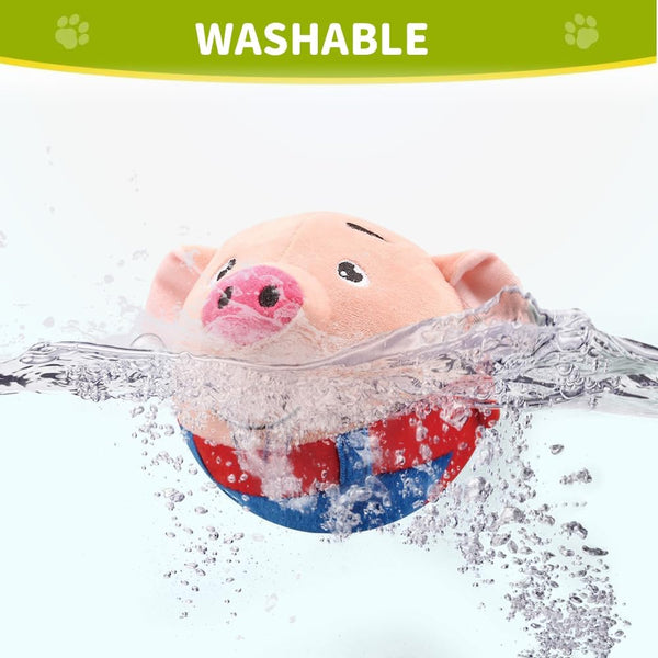 Interactive Dog Toys,2024 New Active Moving Pet Plush Toy,Squeaky Moving Dog Ball Toy,Rechargeable Puppy Toys to Keep Them Busy,Washable Pig Plush Toys(Red Pig)