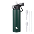 Konokyo 18 oz Insulated Water Bottle with Straw Lid, Stainless Steel Vacuum Sports Water Bottle, Leak-Proof Reusable Metal Flask with Carry Loop, BPA-Free Travel Bottle for Gym, School, Office