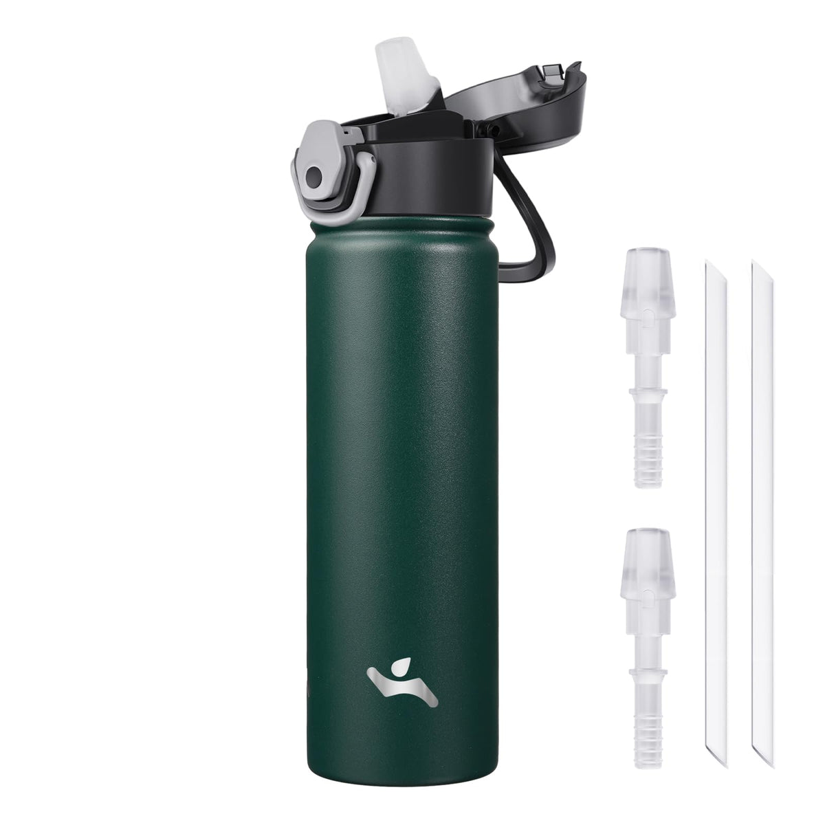 Konokyo 18 oz Insulated Water Bottle with Straw Lid, Stainless Steel Vacuum Sports Water Bottle, Leak-Proof Reusable Metal Flask with Carry Loop, BPA-Free Travel Bottle for Gym, School, Office