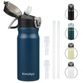 Konokyo 18 oz Insulated Water Bottle with Straw Lid, Stainless Steel Vacuum Sports Water Bottle, Leak-Proof Reusable Metal Flask with Carry Loop, BPA-Free Travel Bottle for Gym, School, Office
