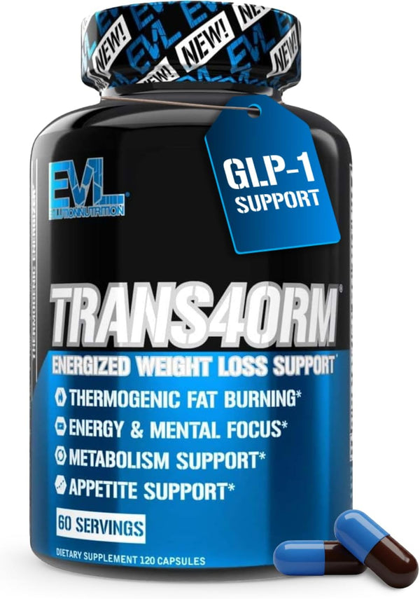 EVL Thermogenic Fat Burner Support - Fast Acting Weight Loss Energy and Appetite Support - Trans4orm Green Tea Supplement for Men and Women - 60 Servings