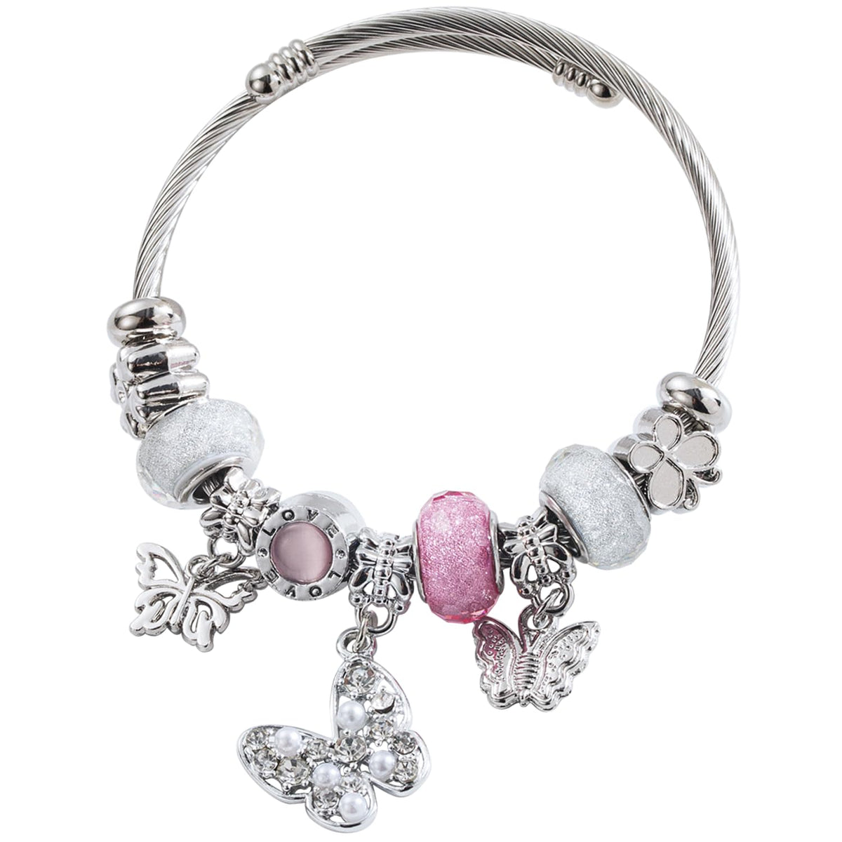 Charm Bracelets for Womens,Exquisite Cute Cartoon Friendship Silver Bracelets Stainless Steel Bangle, Womens Jewelry Suitable for Holiday Gifts and Birthday Gifts