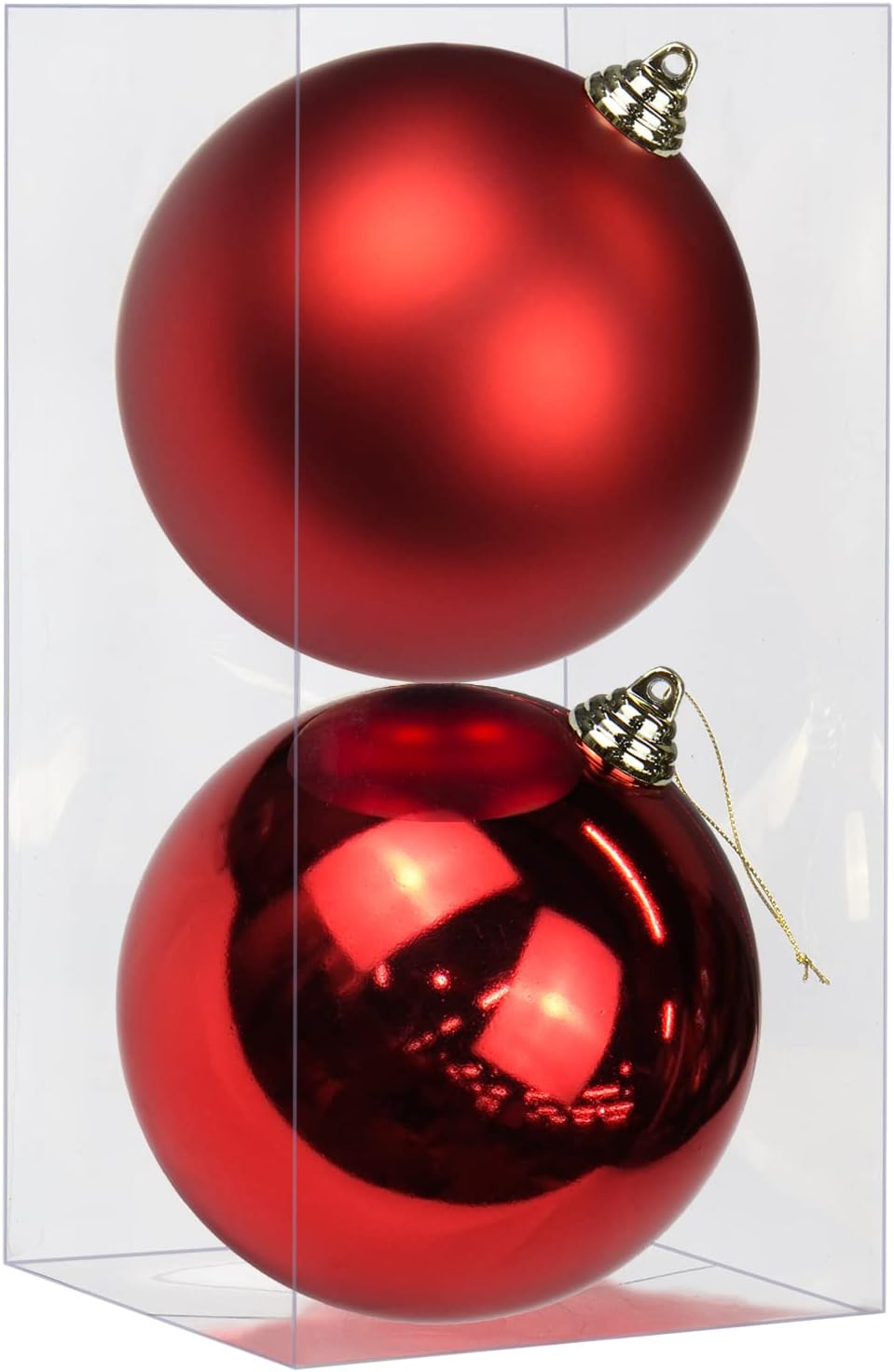 GnFlus Large Shatterproof Christmas Ball Ornaments, Red, 5.9" (2 Pcs), Classic Style, Hanging, Plastic, Christmas, Birthday, New Year, Anniversary, Valentine's Day