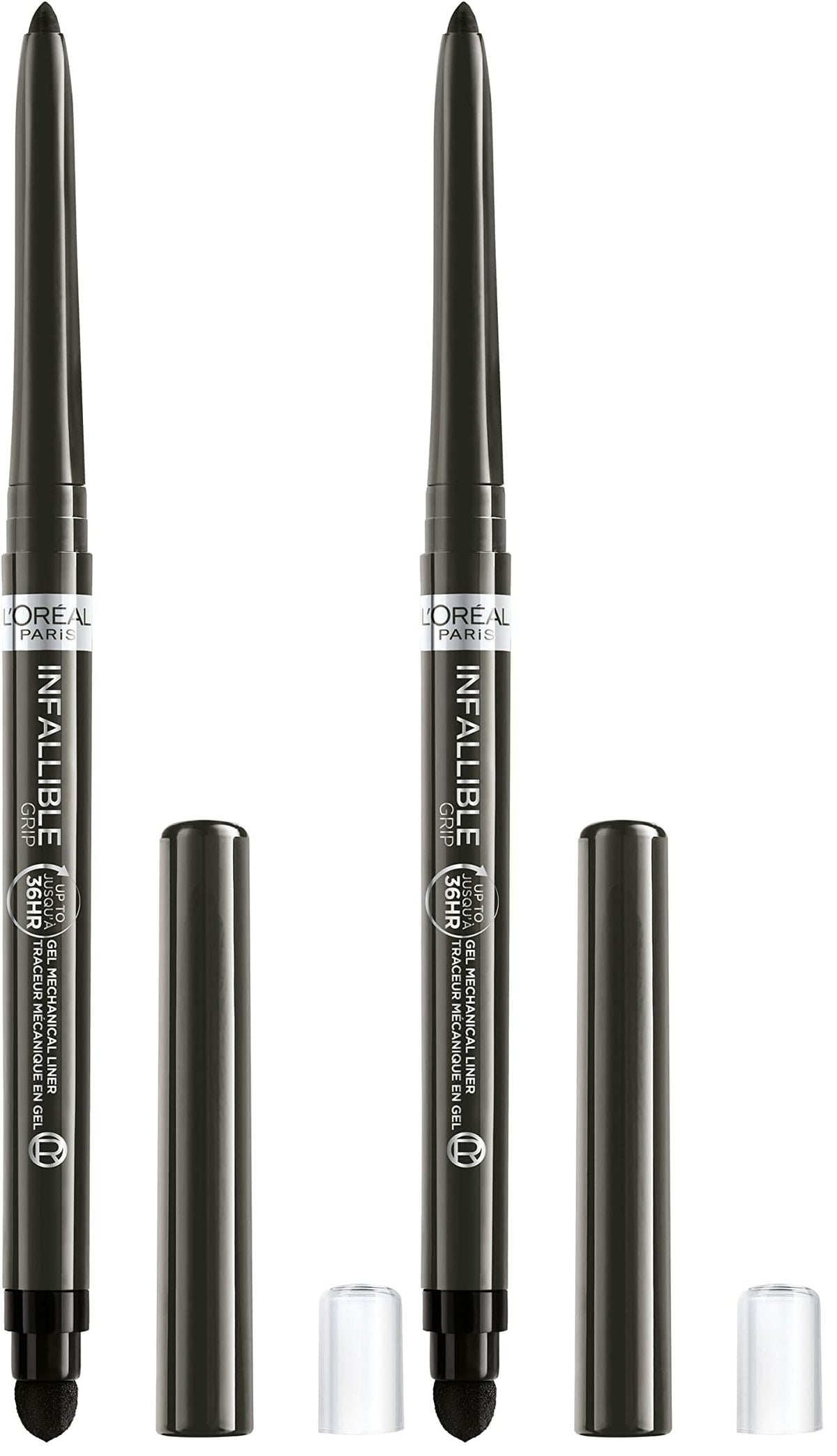 L'Oreal Paris Infallible Grip Mechanical Gel Eyeliner Pencil, Smudge-Resistant, Waterproof Eye Makeup with Up to 36HR Wear, Intense Black, 0.01 Oz