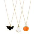 MALOYANVE 3Pcs Halloween Necklaces Set Ghost Bat Pumpkin Costume Jewelry