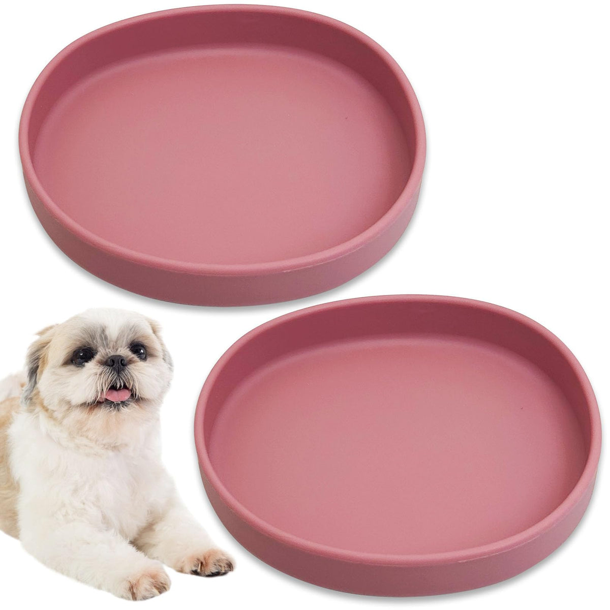 Silicone Dog Food Plate Shallow Dog Bowl Flat Cat Dish Small Puppy Plates for Small Dogs and Cats Whisker Fatigue Pet Feeding Bowls for Dry and Wet Food (Green)