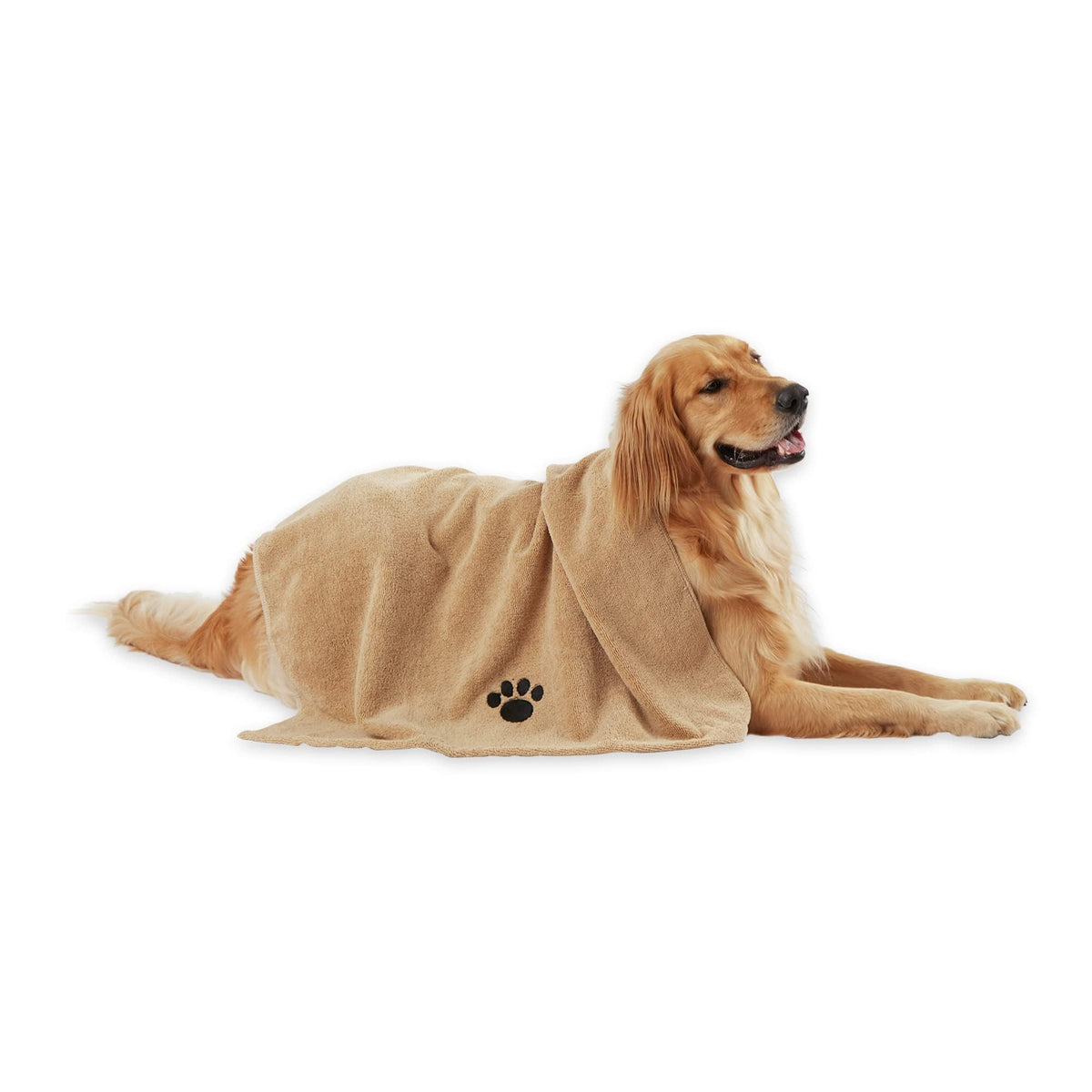 Bone Dry Pet Grooming Towel Collection Absorbent Microfiber X-Large, 41x23.5", Embroidered Gray
