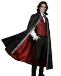 L'VOW Gothic Vampire Cape with Stand-Up Collar Medieval Red Lined Cloak