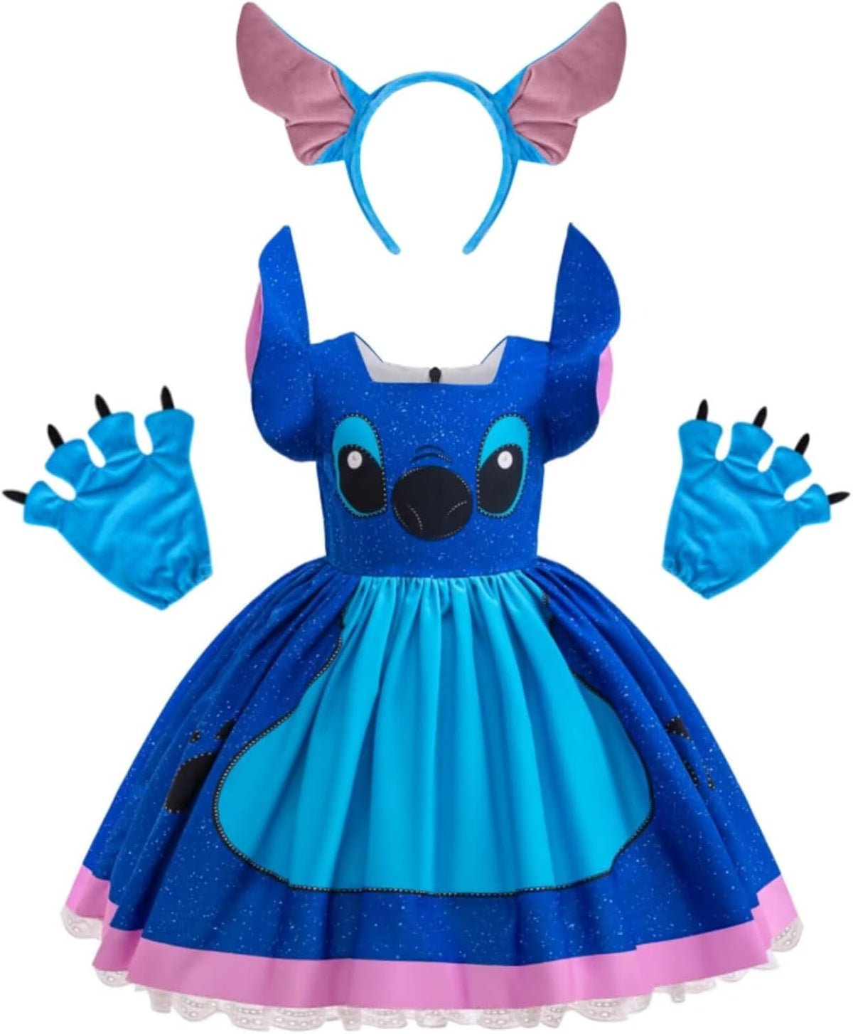 Blue Animal Costume for Girls Hawaiian Dress Up With Headband and Gloves