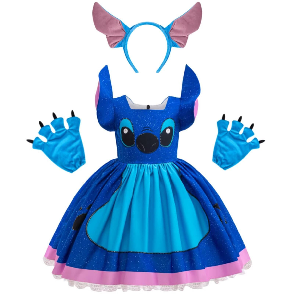 Blue Animal Costume for Girls Hawaiian Dress Up With Headband and Gloves