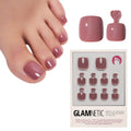 Glamnetic Press On Toenails - Natural Fake Nails | Cherry Red Chrome Press On Toenails, Salon Quality Press On Nails Kit with Glue | Cherry Glaze - 32 Nail Set in 16 Sizes