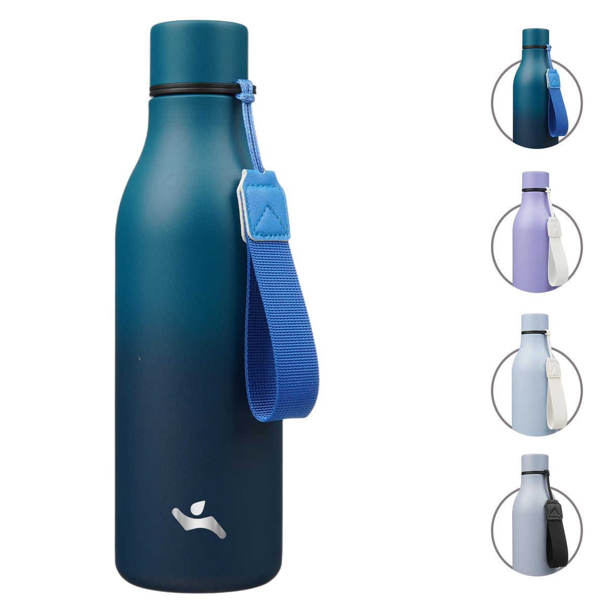 Konokyo Insulated Water Bottle with Strap,18 oz Double Wall Stainless Steel Vacuum Bottles Metal Water Flask,Macaron Green