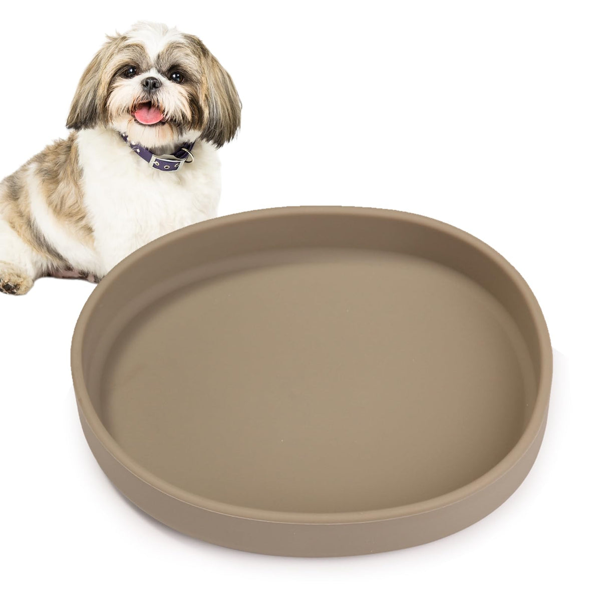 Silicone Dog Food Plate Shallow Dog Bowl Flat Cat Dish Small Puppy Plates for Small Dogs and Cats Whisker Fatigue Pet Feeding Bowls for Dry and Wet Food (Green)