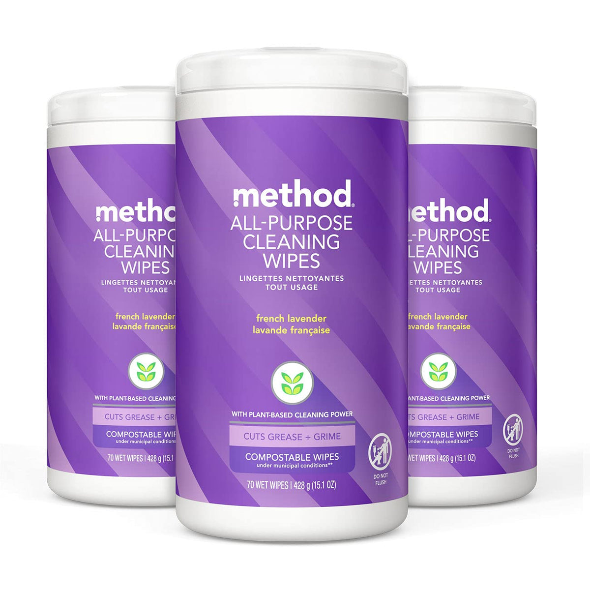 Method All-Purpose Cleaning Wipes, Pink Grapefruit, Multi-Surface, Compostable, 70 Count (Pack of 1)