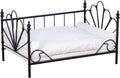 Babyland Bed for Dog, Pet Couch Bed with Metal Frame and Detached White Velvet Cushion with 2 Pillow for Small Pet
