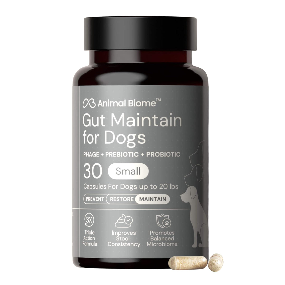 AnimalBiome NEW Probiotics for Cats with S Boulardii (30 Capsules) KittyBiome - Gut Maintain Triple-Action Phage, Prebiotics & Probiotic Cat Supplements for Digestive Health, Open for Easy Food Topper