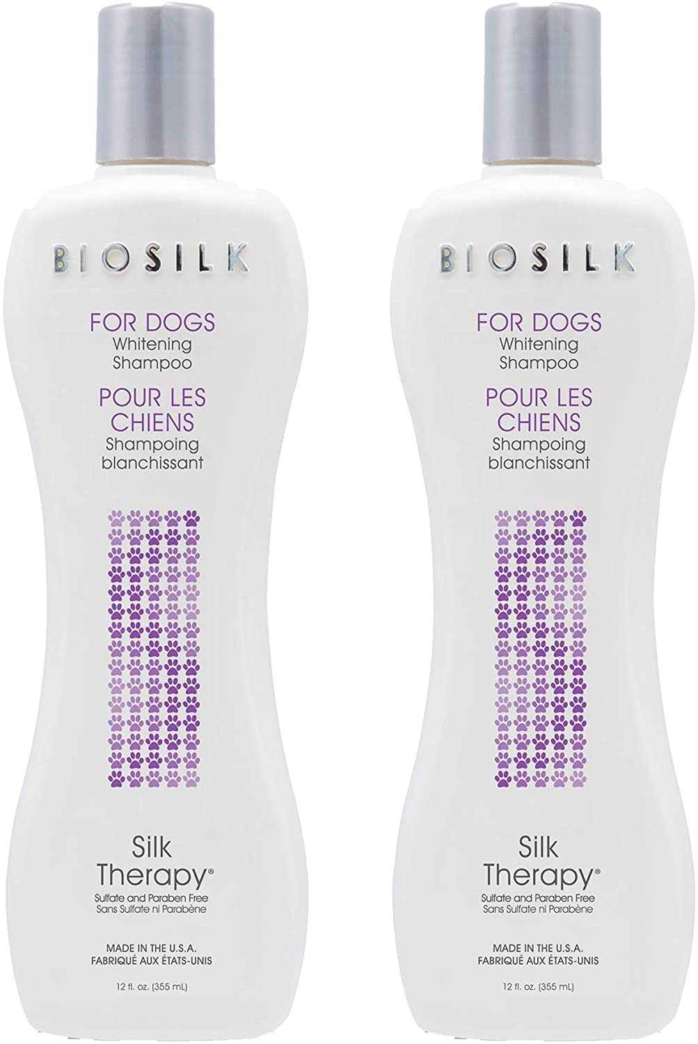 BioSilk Silk Therapy Whitening Dog Shampoo, Brightening Pet Shampoo with Silk Protein for White and Light Colored Coats, Enhances Shine and Softness, pH Balanced Dog Wash, 12 Fl Oz