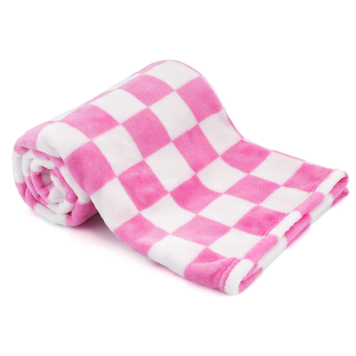 GreatBba Plush Checkered Baby Blanket,30 x 40 Inch Fleece,Orange White
